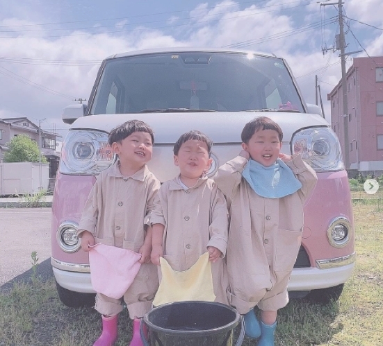お子様との洗車風景